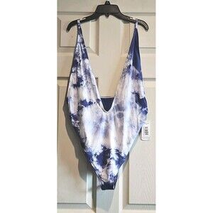 NWT Dippin Daisy's Swimwear Plus 2X One Piece Swim Suit Blue Baja Tie Dye USA